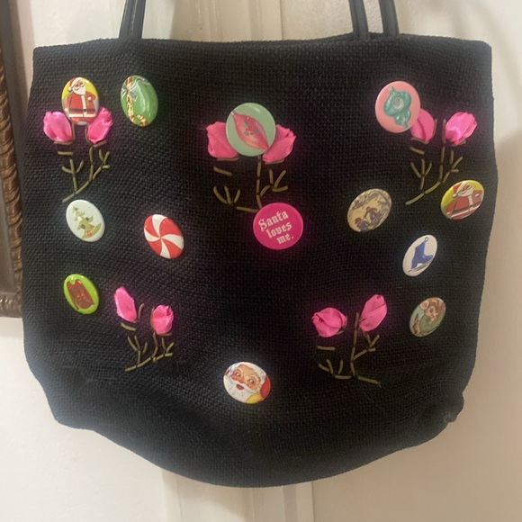 Christmas Bag Embroidered Xmas Pins Festive Holiday Season by River Island - Picture 12 of 12